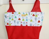 Blenders Red Canvas Reversable Market Tote Grocery Bag