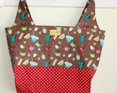 Kitchenaid Red Polka Dot Canvas Reversable Market Tote Grocery Bag