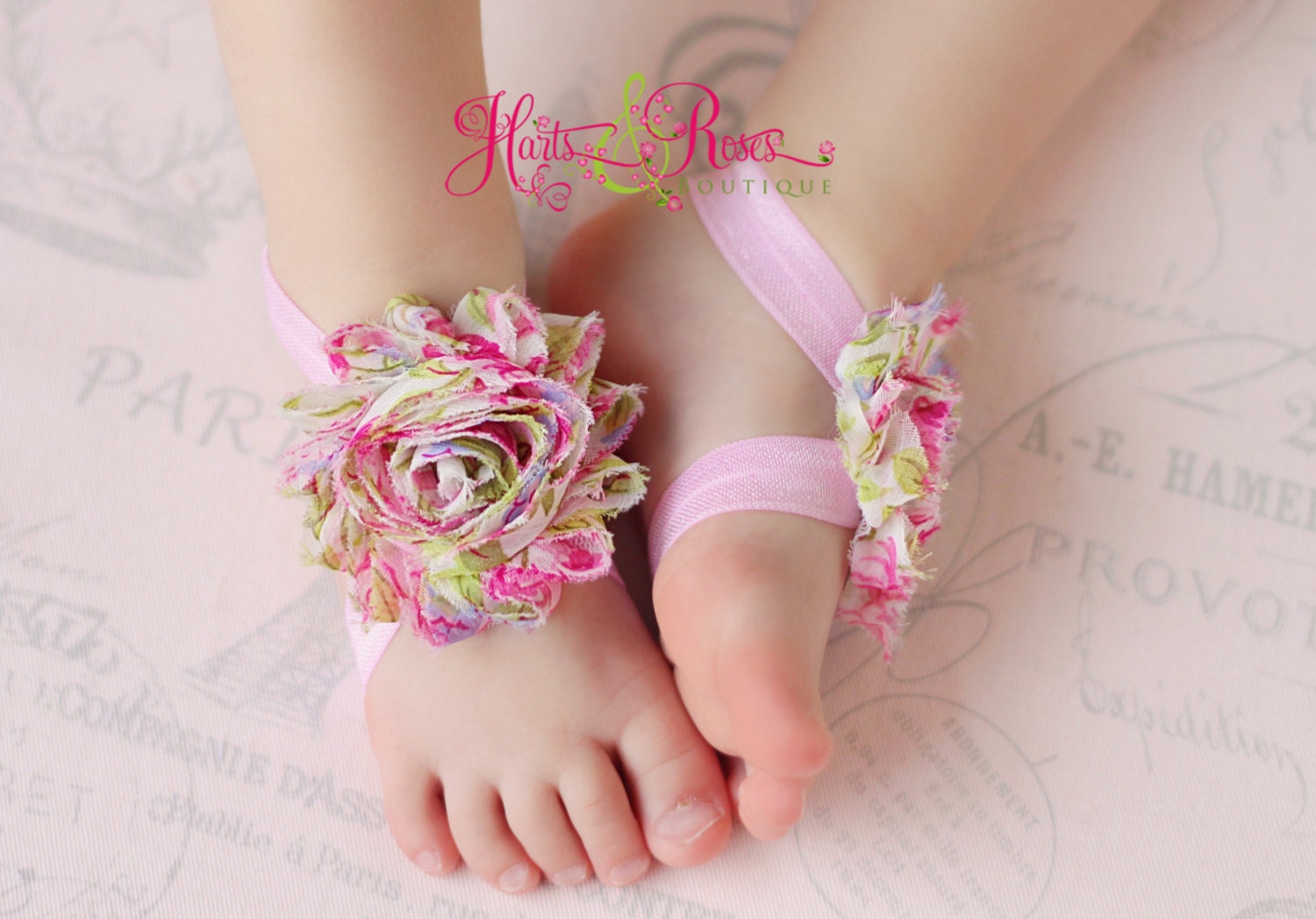 Baby Barefoot Sandals-Baby Sandals-Newborn Sandals-Newborn Shoes-Toddler Shoes-Baby Girl Shoes-Pink Shoes.Wedding Shoes - HartsandRoses