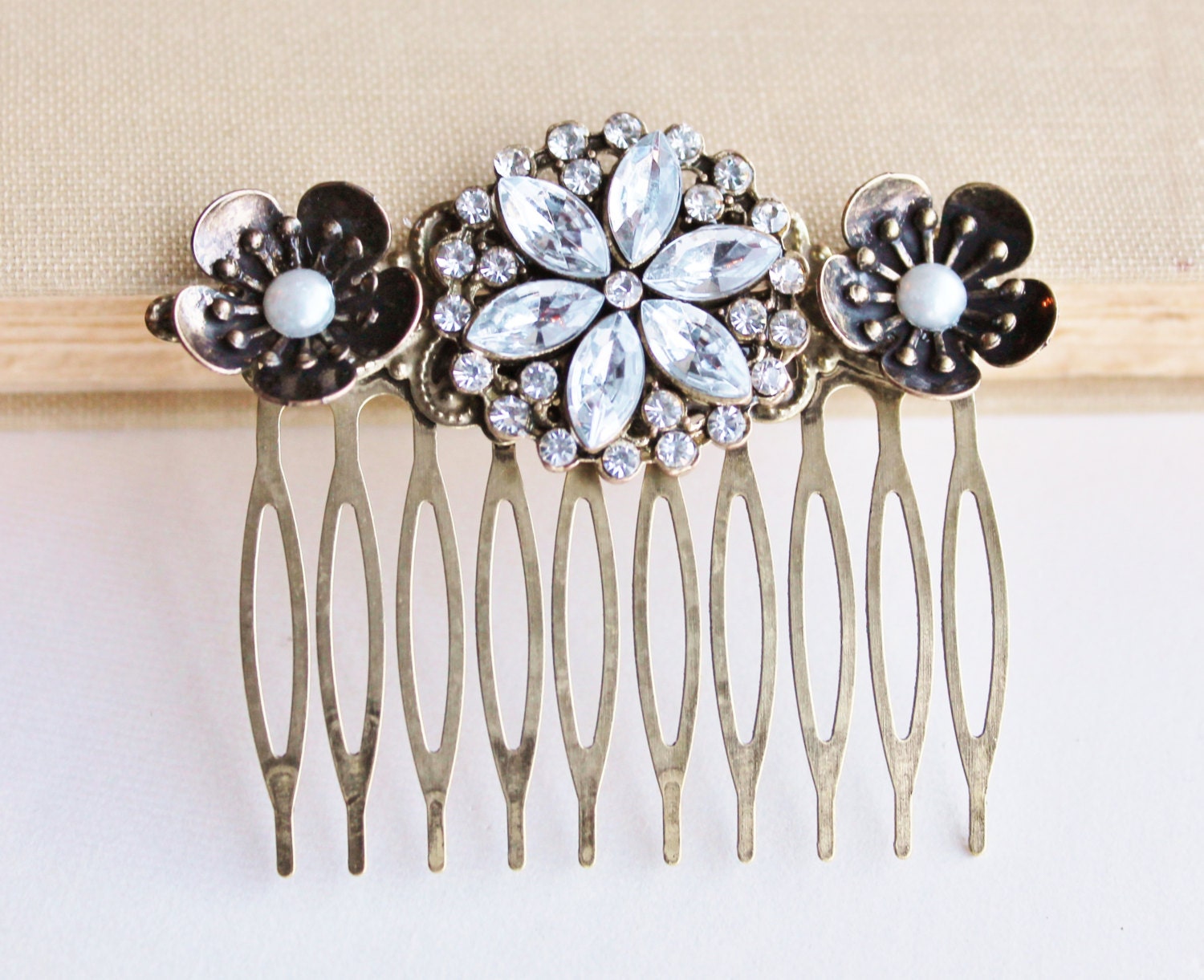 Something Old.....Bridal Hair Comb,Vintage Pearl Rhinestone,Repurposed Jewlery,Upcycled Wedding Hair Accessory,Bridal Hair Comb