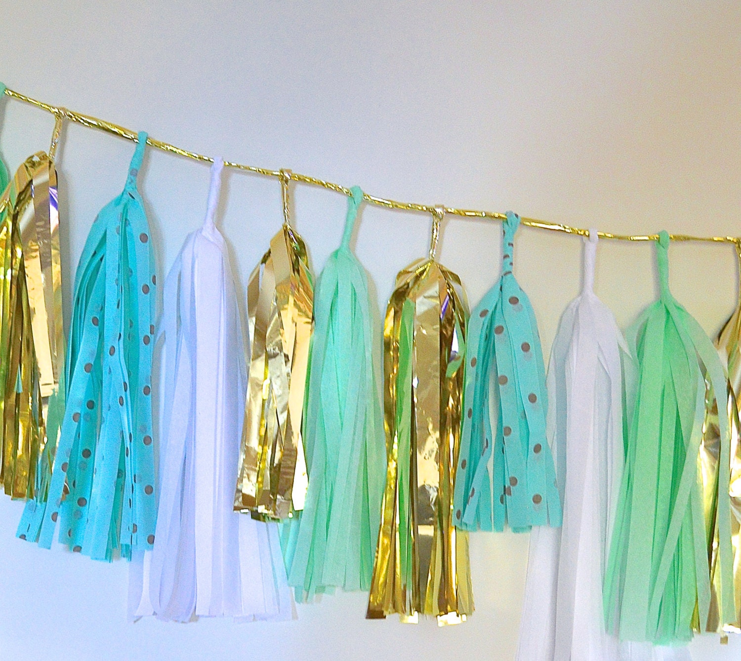 Dots for Days Aqua Loves Mint Sparkle & Shine Tissue Tassel Garland