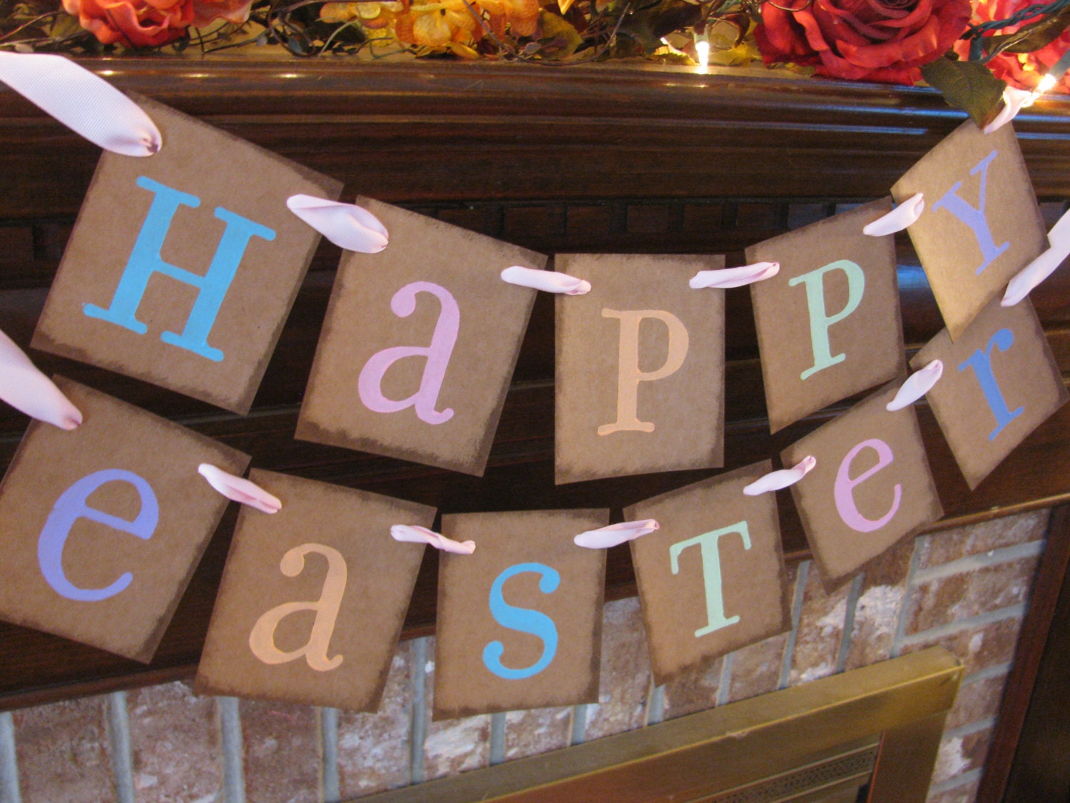 Easter Banner Happy Easter Garland Spring Sign Bunting Pastel Colors Great Photo Prop Can Custom Colors