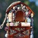Bird House Eco-Friendly Mosaic Garden Art with Wine Corks and Roses