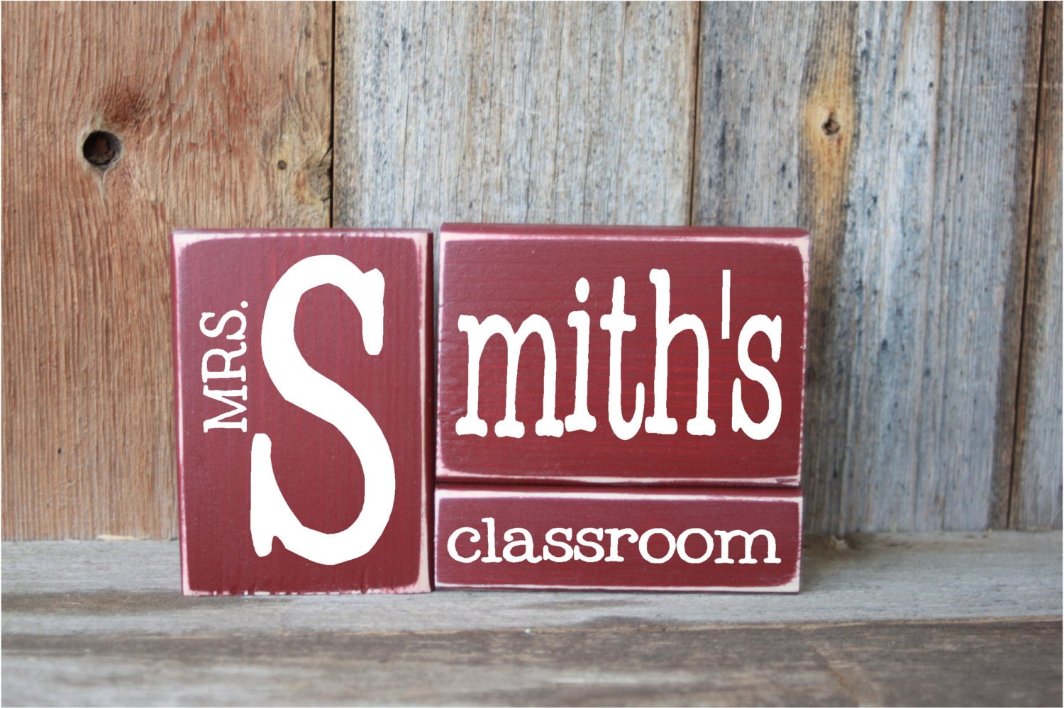 TEACHER, CLASSROOM Last Name Blocks- personalize for free, great for gift giving - With Vinyl Lettering