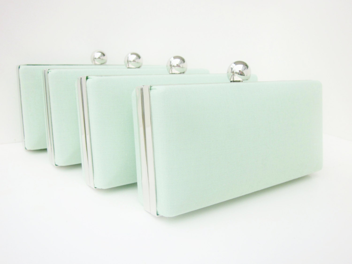 Bridesmaid clutch set,  mint green, spring weddingclutches, Bridesmaid Set of 4 mint green Clutches, Minaudieres
