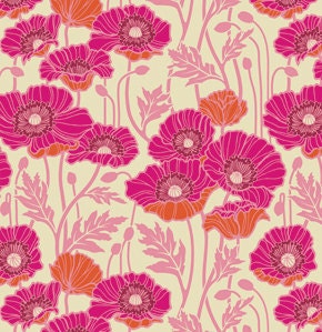 1 Yard "Pristine Poppy" in Magenta by Joel Dewberry, Notting Hill, Quilting Cotton