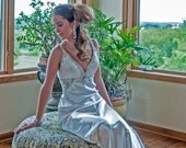 Wedding dress reception dress 1930s vintage inspired bias cut beaded bridal gown