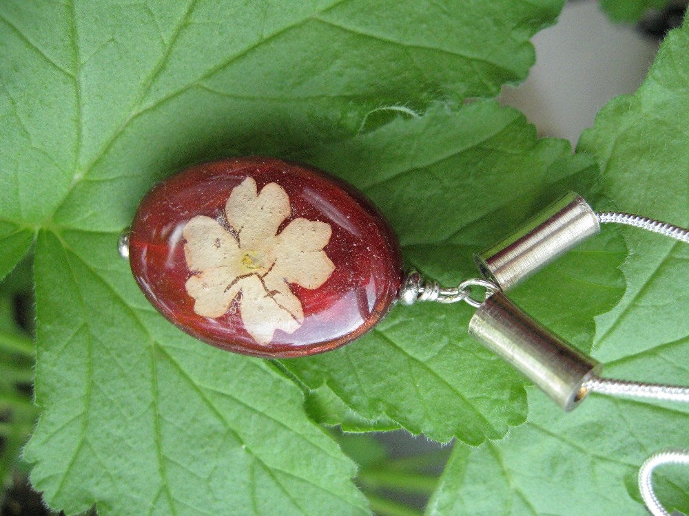 Earth Tones Brown Flower Necklace Wedding Jewelry Silver Peach Verbena Flower Brick Red Bead Flower Pendant Under 20 Gardener