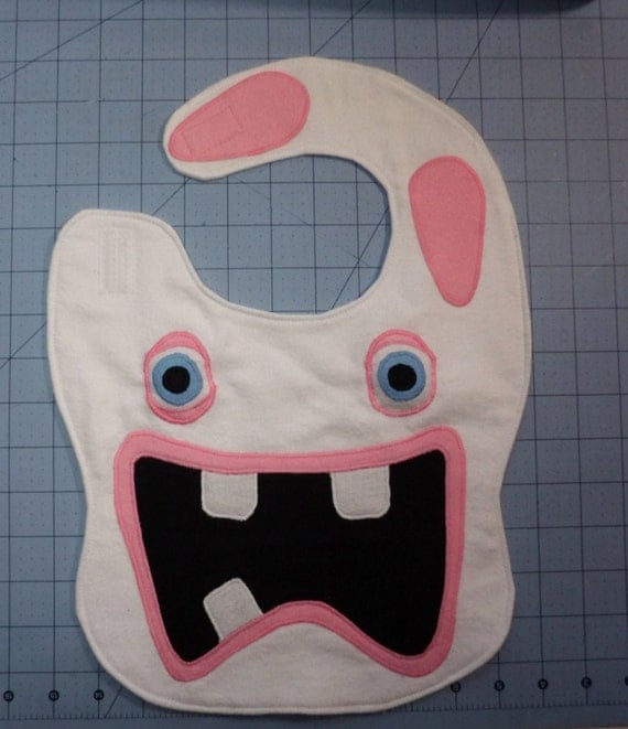 Raving Rabbids Flannel Baby Bib Made to Order