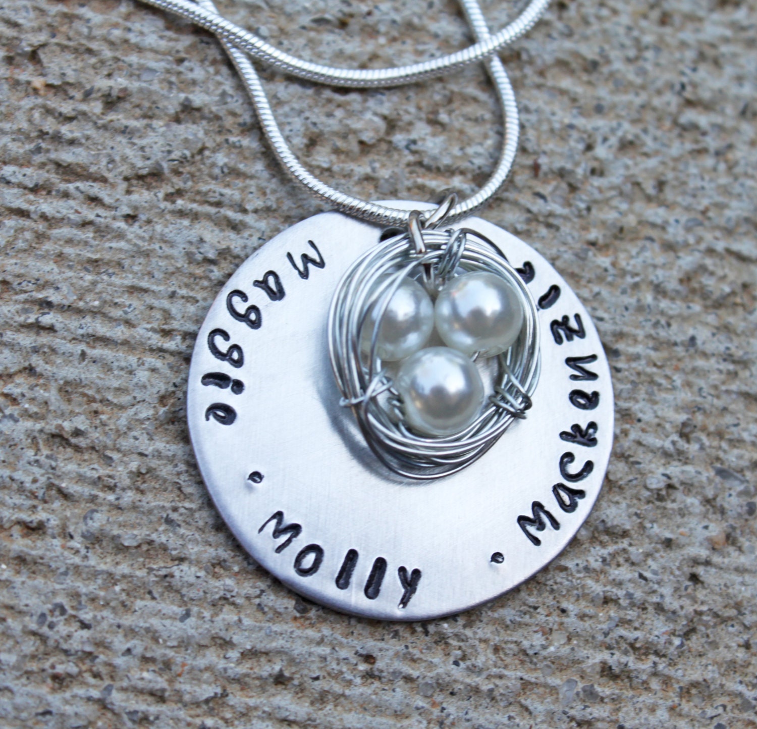 Personalized Jewelry - Hand Stamped Jewelry Our Nest Necklace - Customized Necklace- Personalized Jewelry SALE