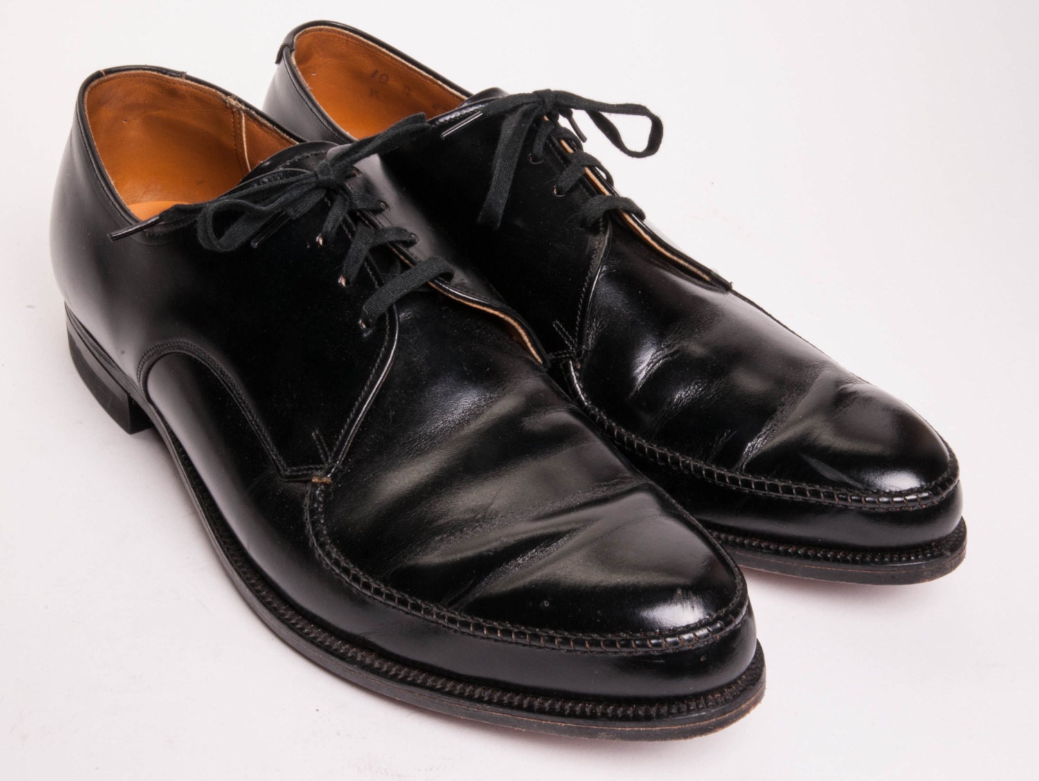 1960's Portage Brand Black Oxford Shoe 10D