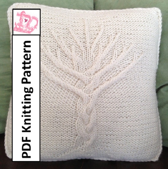 PDF KNITTING PATTERN -- Tree of Life hand knit 16x16 pillow cover