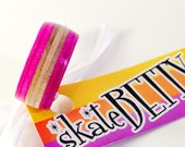 Recycled Skateboard Wood Ring Pink and Maple