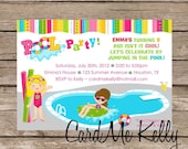 Printable Girl or Boy or Both Pool Party Swimming Birthday Water Invitation - Digital File