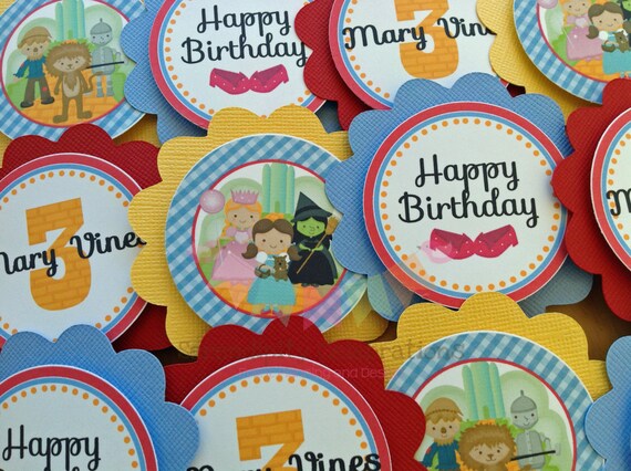 Set of 12 Personalized Wizard of Oz Inspired Cupcake Toppers -Wizard of Oz Collection -Wizard of Oz Birthday -Oz Party -Dorthy Il_570xn