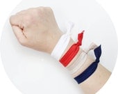 Nautical Elastic Hair Ties - Red White Blue and Nude
