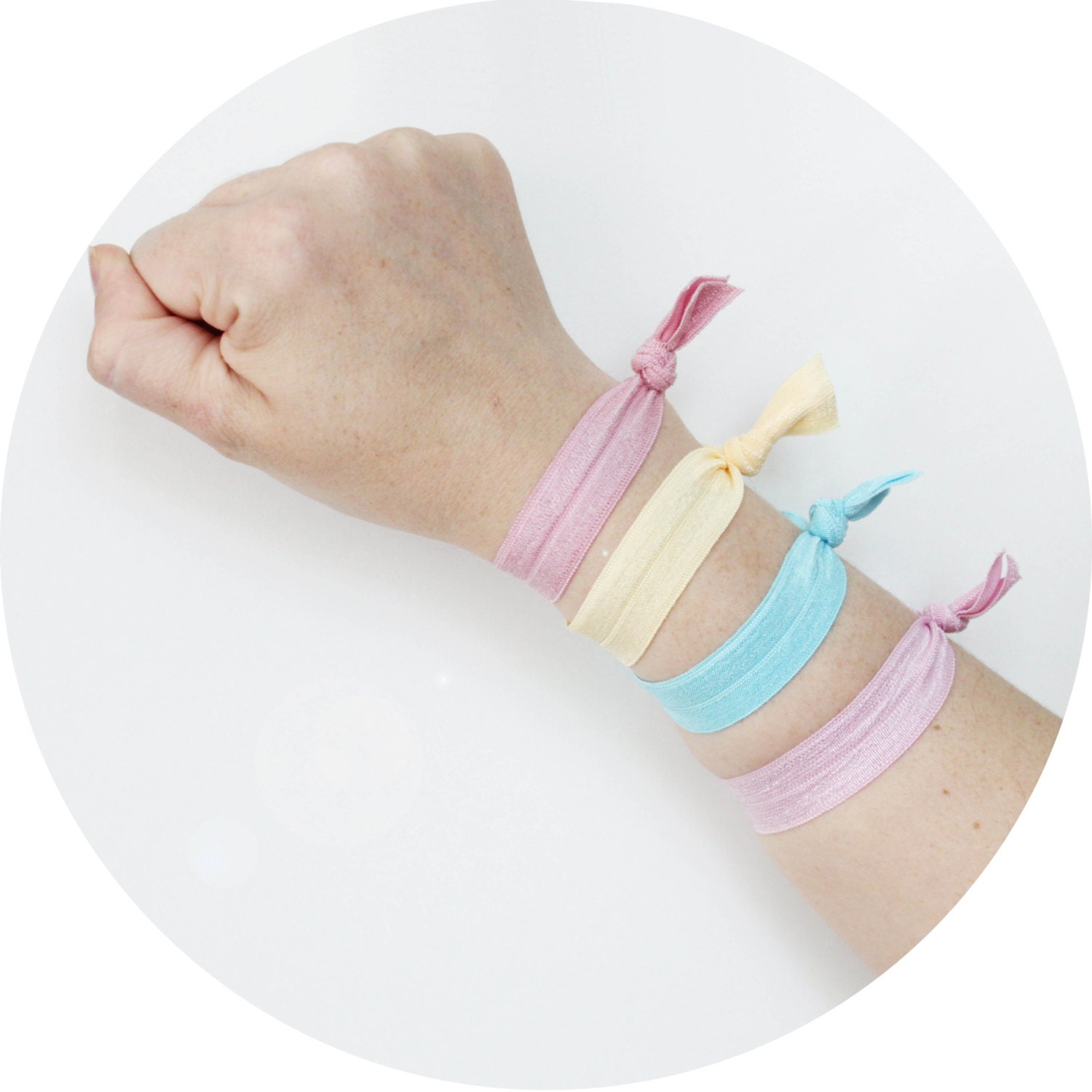 No Crease Hair Ties - Pretty Pastels Elastic Hair ties 4ct