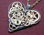 Clockwork Heart Necklace Steampunk Heart Pendant "Noble" Love Sculpture A Mechanical Mind Wearable Art Mechanical Gear Heart