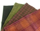 Wool for Rug Hooking, 4) Fat Eighths, Roses and Greens, J608