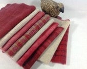 Hand Dyed Wool Bundle, Nine Fat Sixteenths, Berry, Pink and White, J617