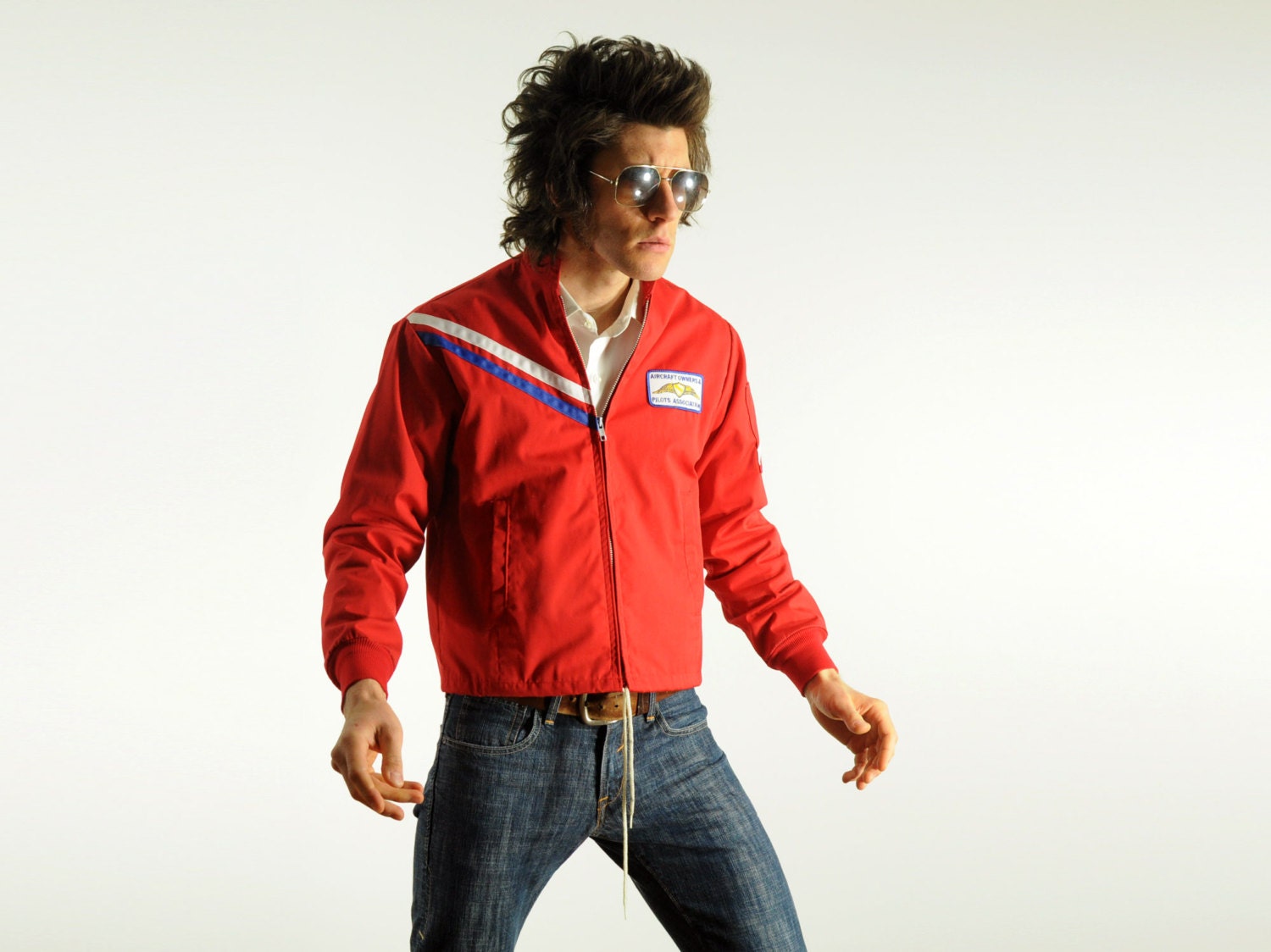 60s vintage flying jacket red spring windbreaker mod striped flight apparel pilot small