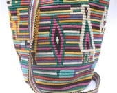 Vintage Basket Weave Bag Southwestern Bag Vintage Multicolored Woven Bag Vintage Color Weave Bucket Bag Vintage Tribal Bag Multicolored Bag