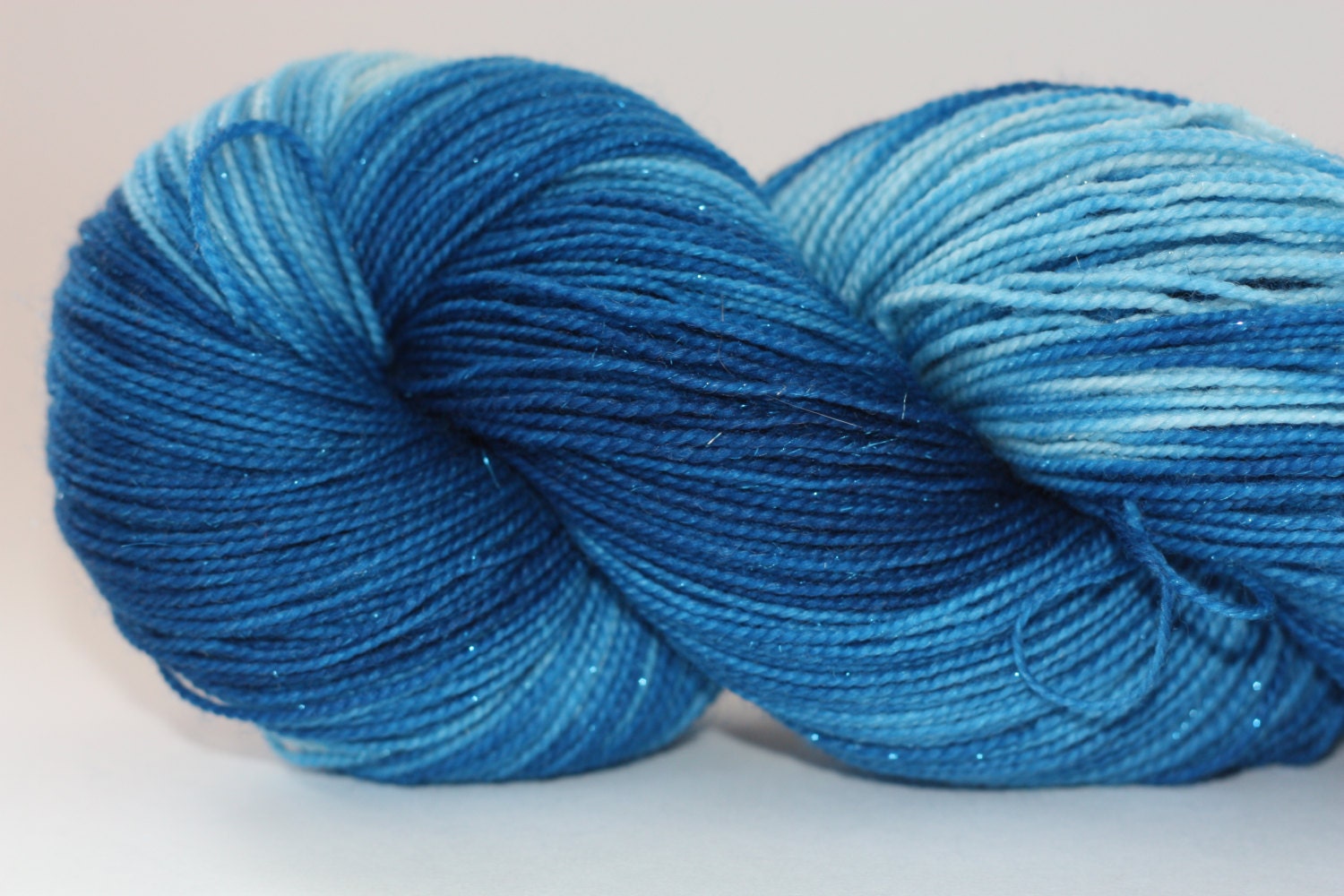 Sparkle (Silver)- 100 grams - Hand Dyed Yarn-Blue Semi Solid