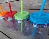 Plastic Mason Jar Tumbler and Lid Set Plastic Mason Jar Tumbler Lid Plastic Mason Jar Mason Jar Shake Straw Mason Jar Tumbler Shatter Proof