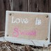 Love Is Sweet Wedding Candy Table Display Plaque Sign Burlap Candy Sign Distressed Wood Love Is Sweet Banner Sign Wedding Decoration