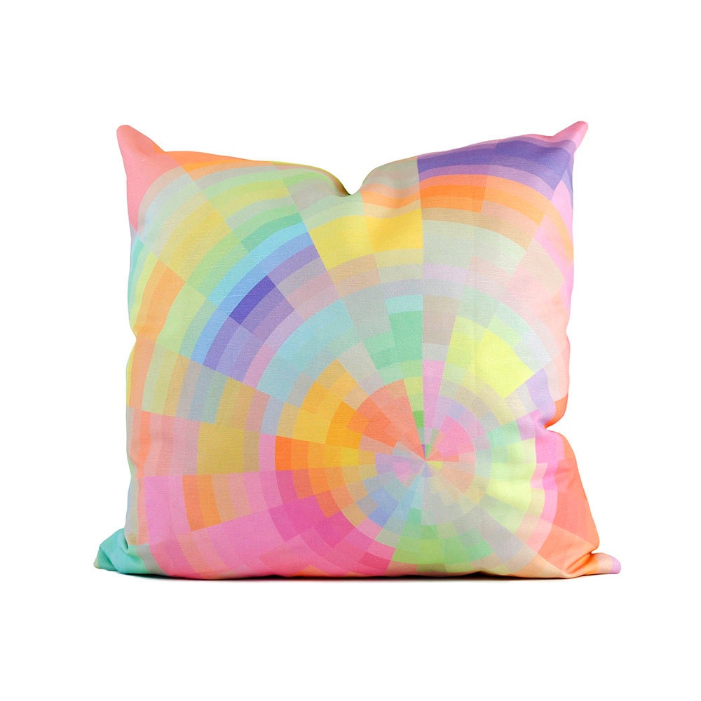 Cotton Pillow Cover - Kaleidoscope Pattern, 18" x 18" Artwork, Illustration, Multi-Color, Geometric, Modern