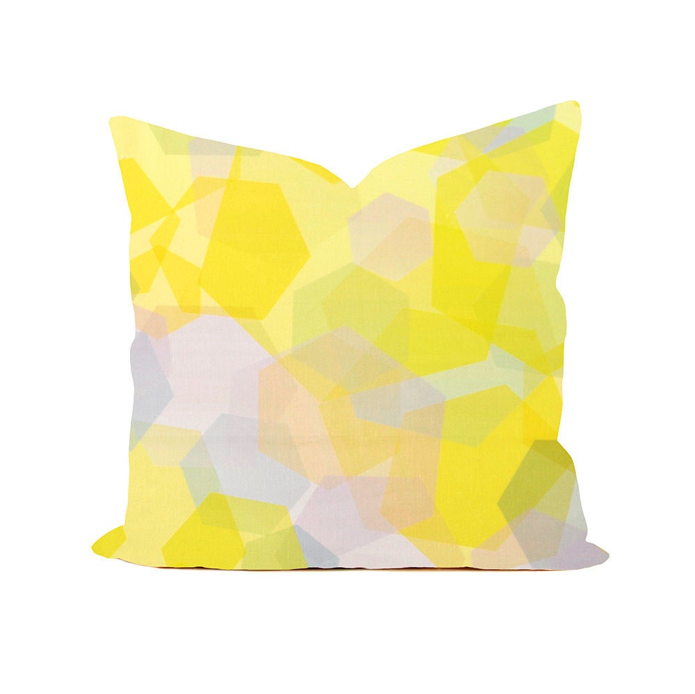 Cotton Pillow Cover - Yellow Hexagons, 18" x 18"  Artwork, Illustration, Geometric, Modern, Illustration