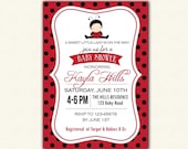 Ladybug Baby Shower Invitation PRINTABLE in Red and Black for Baby Girl and Boy - 1st Birthday Party Invite