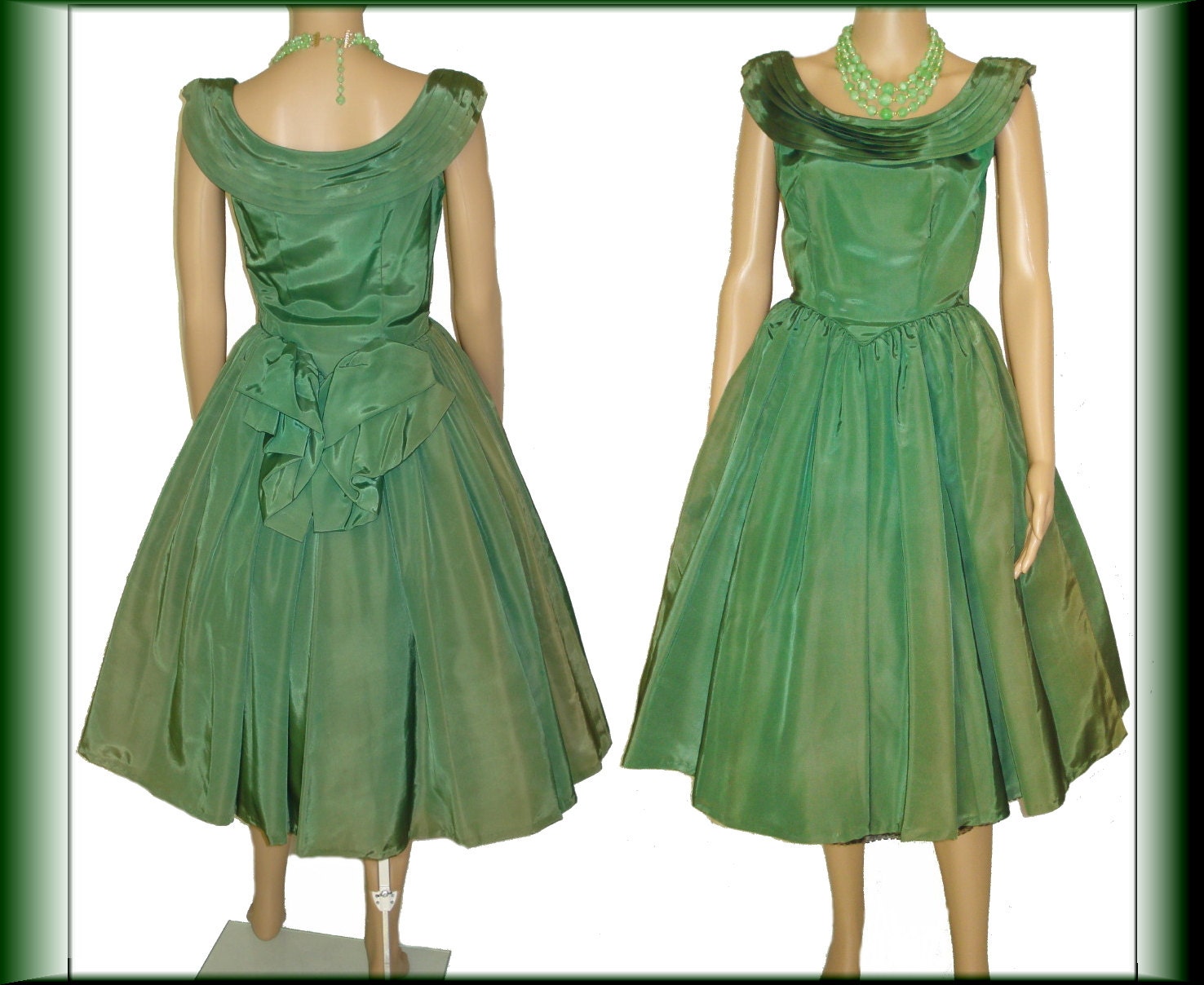 Vintage 1950s Dress Full Circle Shark Skin Couture New Look Mad Men Rockabilly Garden Party Designer Cocktail Femme Fatale Pinup