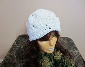 Beanie Knit White Hat Bold Stitches Thick Comfortable Gift for Her Spring Accessory Easter