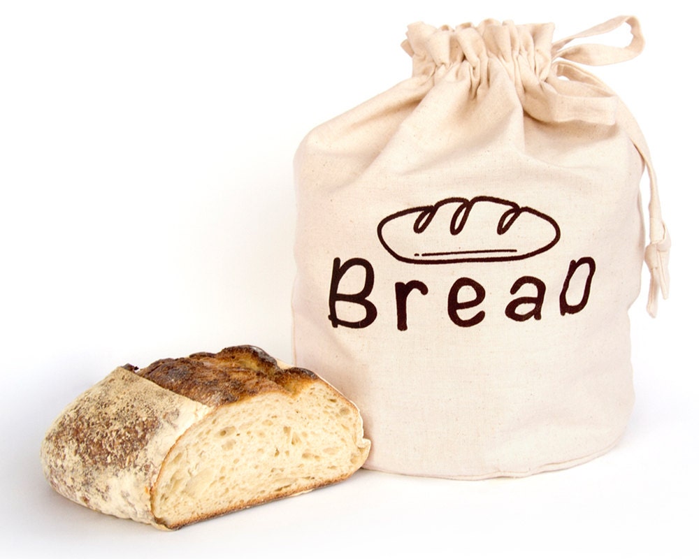 BREAD bag: Handmade reusable eco-friendly hemp organic cotton fabric storage bin. Bread bin. Drawstring tote bag. Large Size 5
