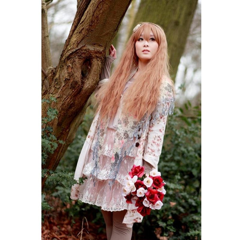 Peaches and cream. Sweet Lolita Lace frilled rara skirt. One of a kind