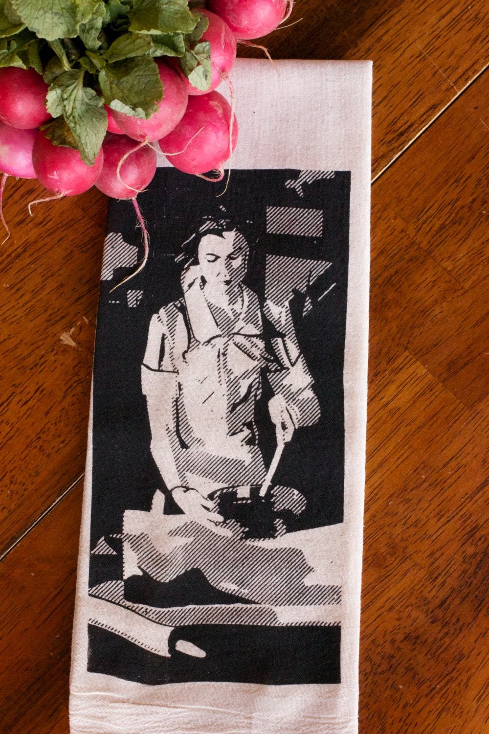 Tea Towel - Hand Printed Organic Flour Sack - Cook