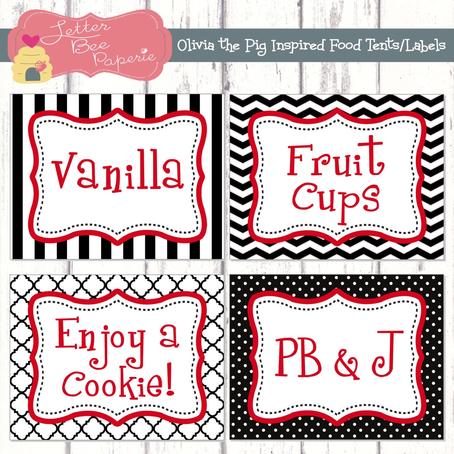 Red & Black Food Tents / Labels - DIY You Print Il_570xn