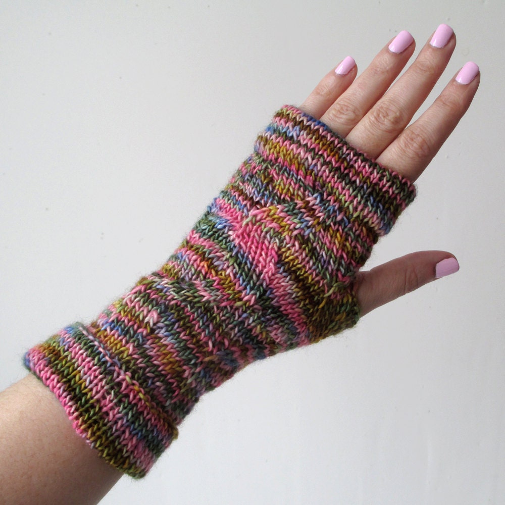 Hand Knit Cuffed ZigZag Mitts / Fingerless Gloves in Tosh Merino Light Mansfield's Garden Party