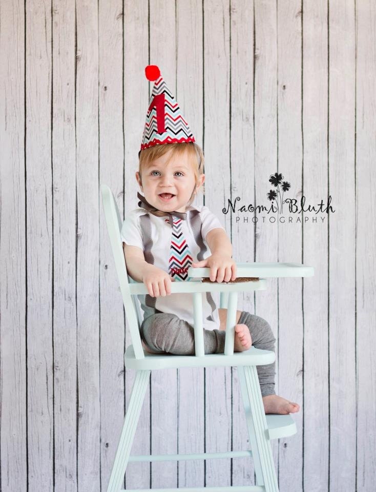1st Birthday Cake Smash CHEVRON 1st Birthday 2nd 3rd 4th 5th Party Hat and Personalized Onesie Photo Prop