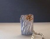 Silver Leaf Necklace with Topaz Sparkles