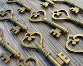 Wholesale Lot 50pcs Steampunk Victorian wholesale antique bronze skeleton key pendant charm necklace Alice in Wonderland 114  jewelry