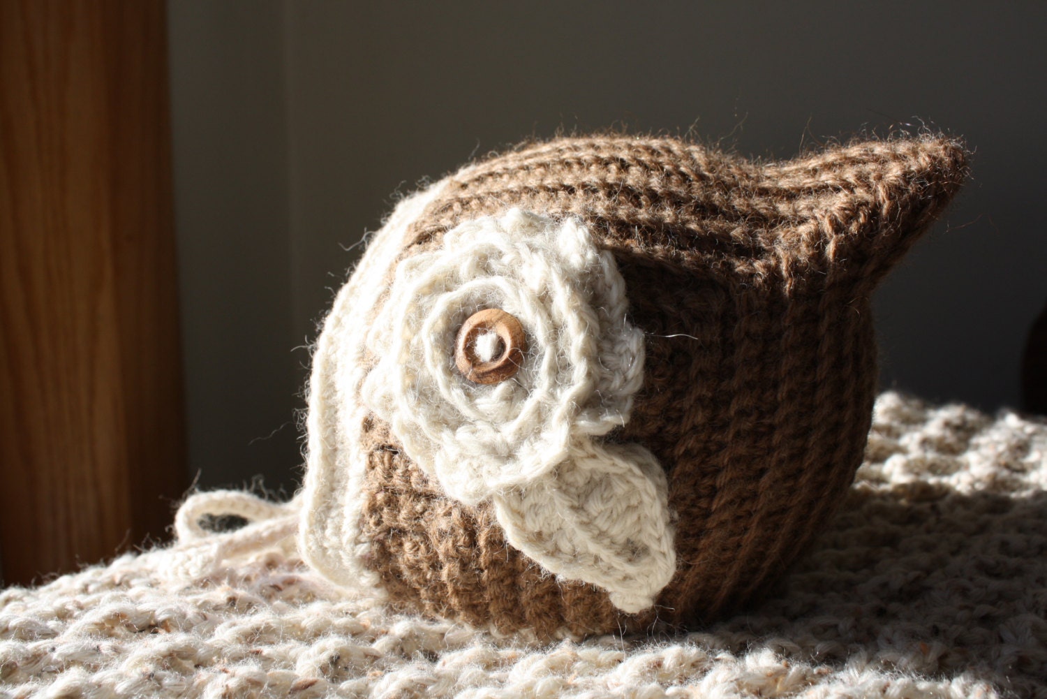Pixie Baby Hat, baby girl hat, alpaca baby bonnet, rose hat, newborn pixie hat, vintage baby hat, alpaca yarn, crochet, handmade, heirloom