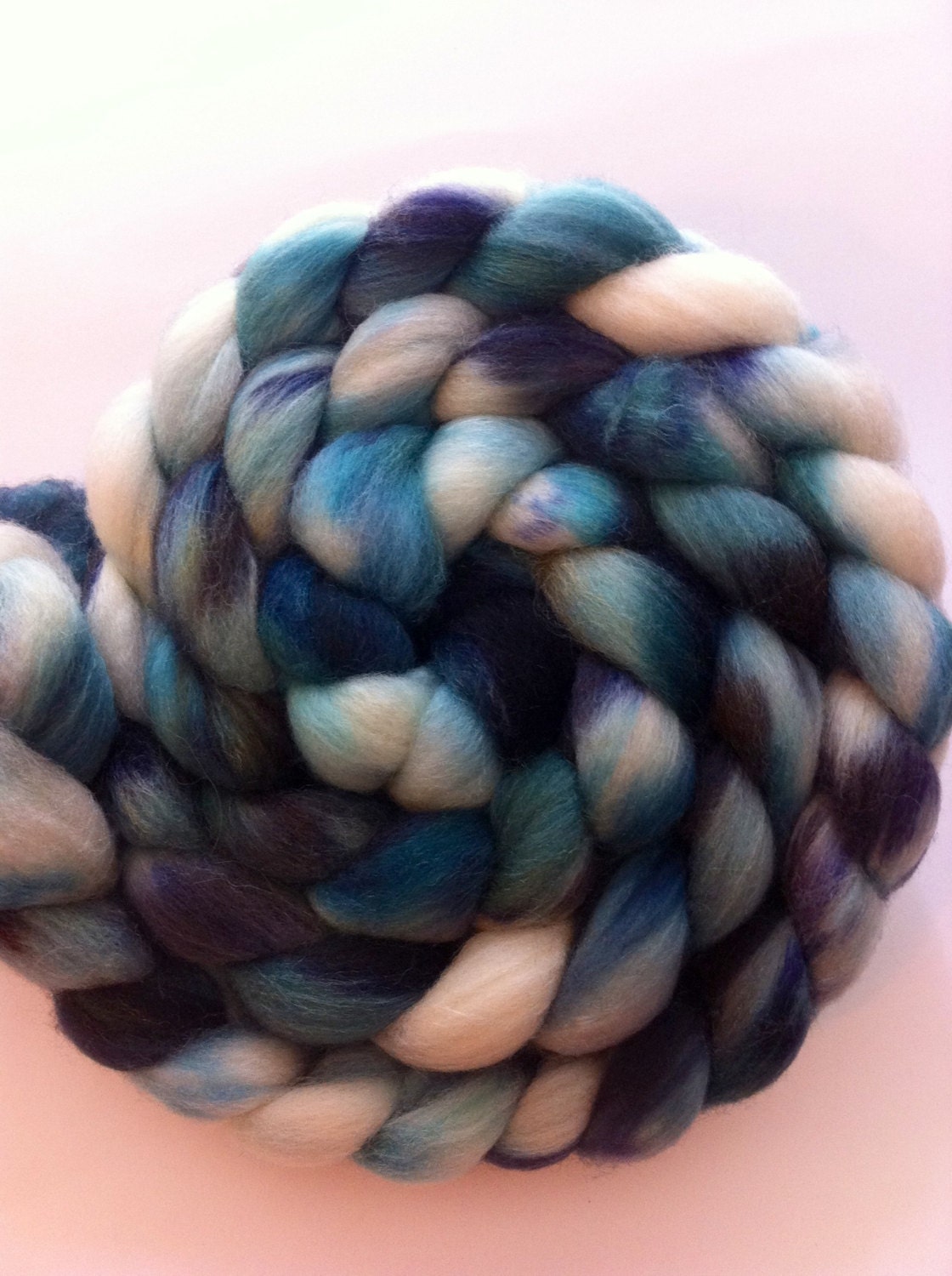 Tour de Fleece Free Shipping, Blue, Black and White, Hand-dyed Polwarth Silk Roving, 4 oz., Spinning Upgrade Available