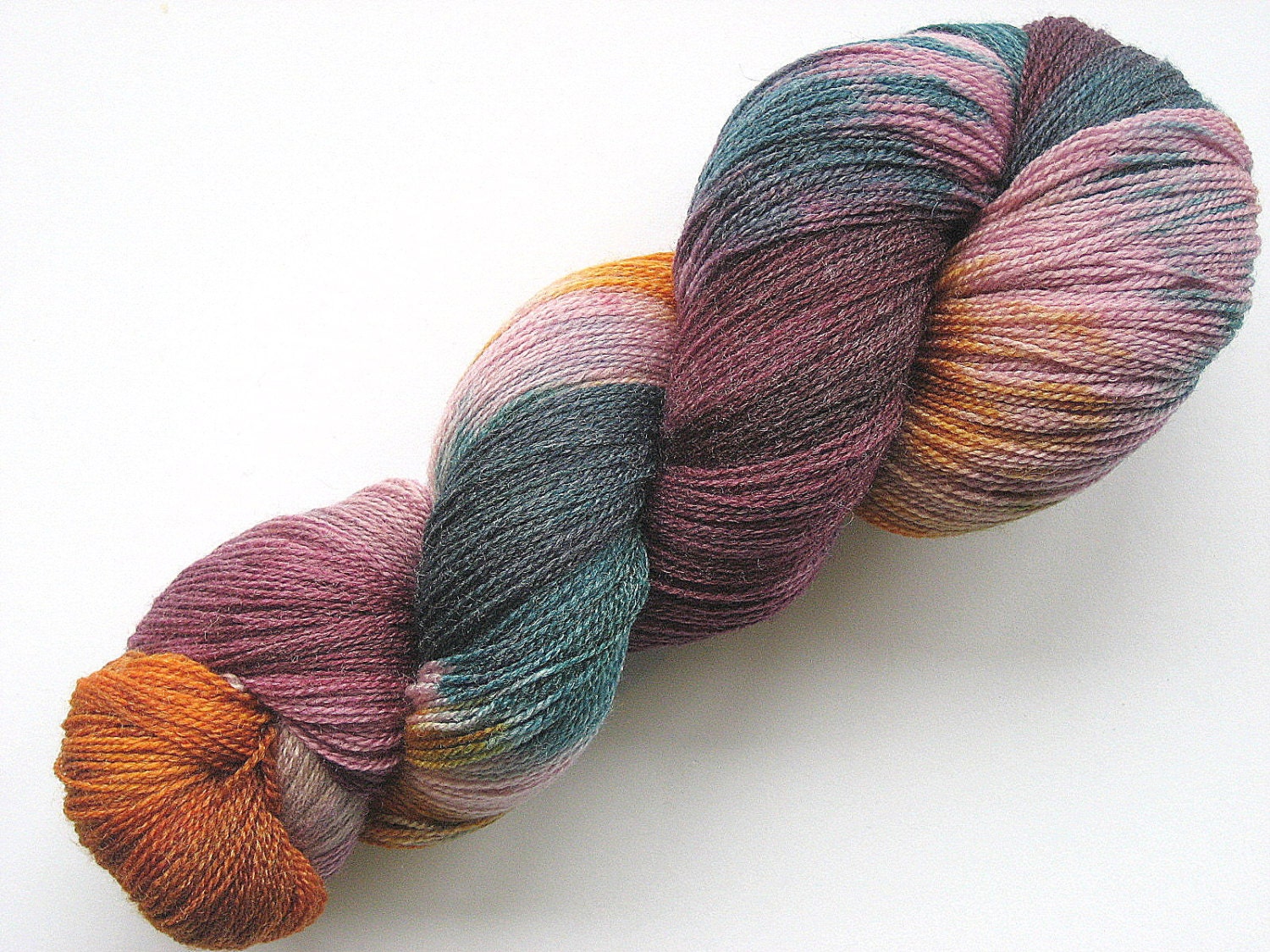 Teal, Burgundy, Gold, and Taupe, Merino Bamboo Lace Weight Yarn, 'Ron & Hermione Forever,' 875 yards of Hand-dyed Aran Weight Yarn