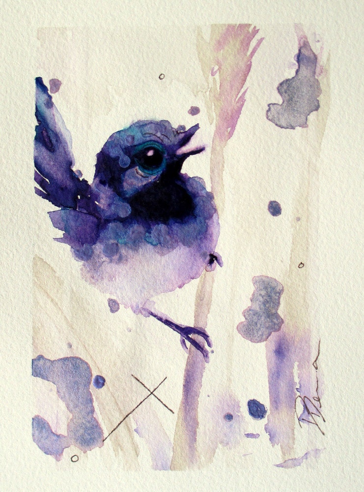 Bird Art Print, Original Watercolor Fairy-wren Print