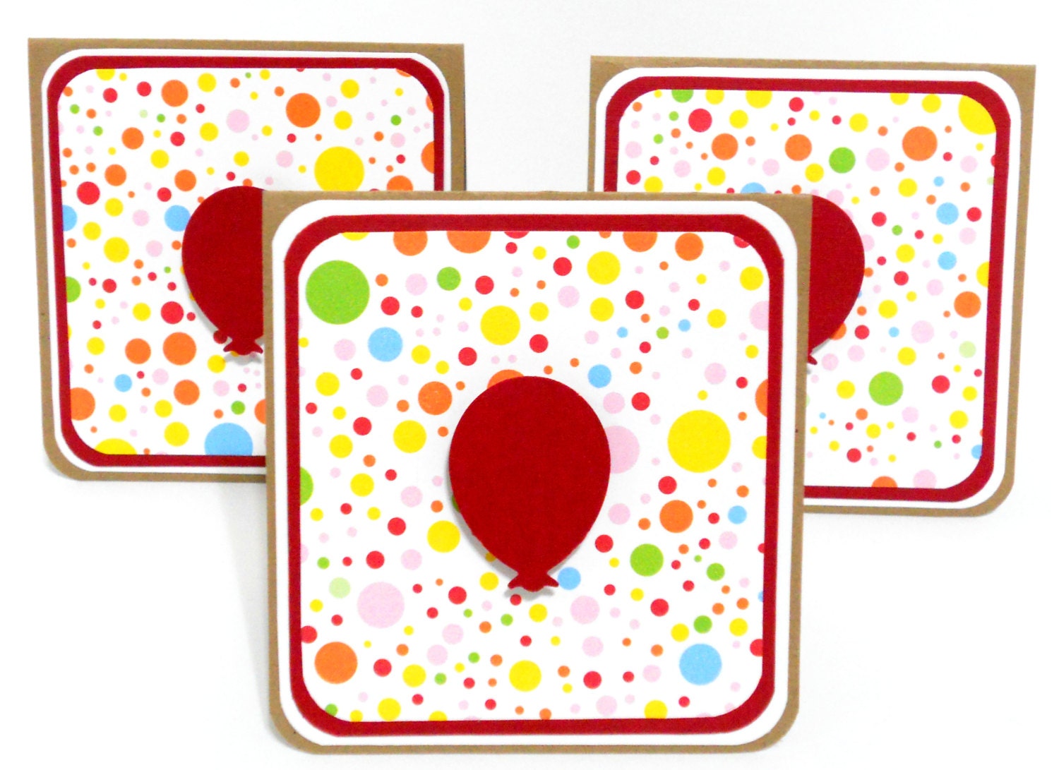Birthday Balloon 3D Mini Notecards Set of 6: 3 x 3 in.