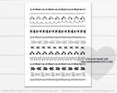 Graphic Art Aztec Tribal Geometric Print 8x10 in Black and White by Yellow Heart Art