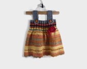 Knitted Girl Tunic Dress - Brown and Gray, 9 - 12 months