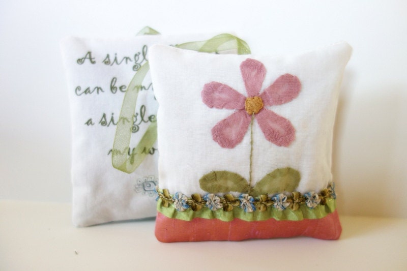 Shabby chic sachet, pillow with quote, cottage decor - JoJosArtisticDesign